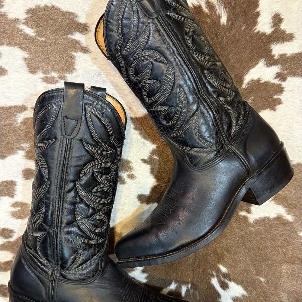 Vintage Black Western Leather Boots men’s size 8 1/2 EE wide